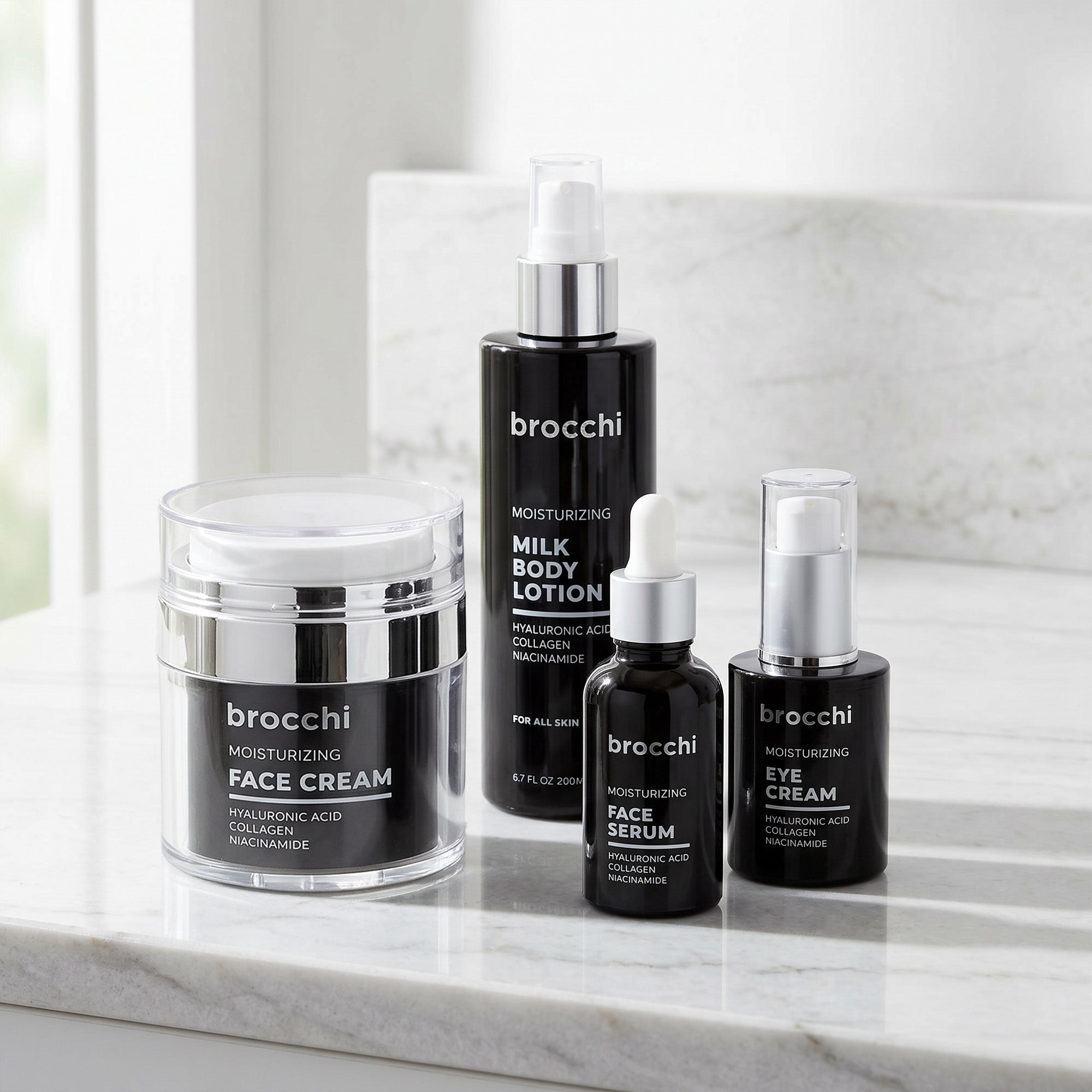 Hyaluronic Acid Face Cream, Eye Cream, Serum & Body Lotion Set
